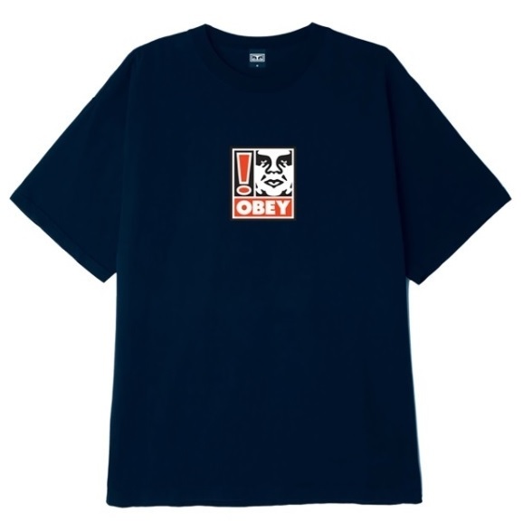 Obey Exclamation Point Box Navy T-Shirt [Size: M]