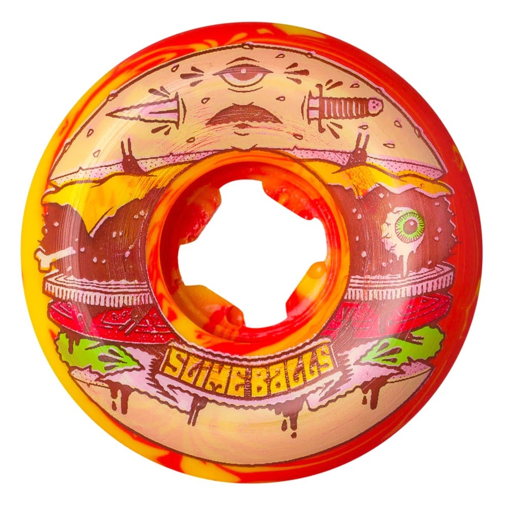 Slime Balls Speed Balls Jeremy Fish Burger Red Yellow Swirl 99a 56mm Skateboard Wheels