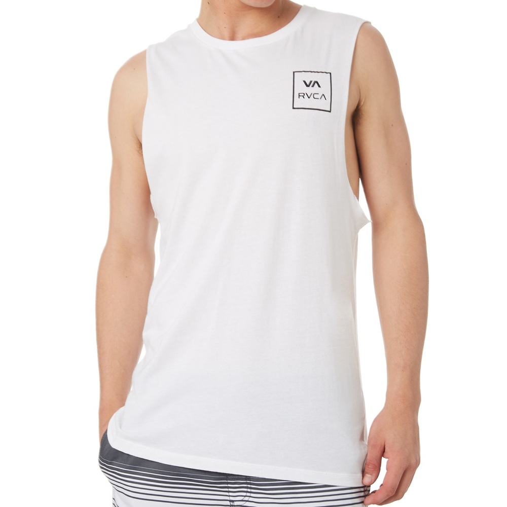 RVCA VA All The Way White Muscle Shirt [Size: XL]