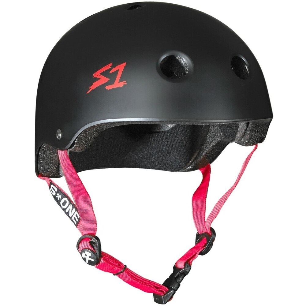 S1 S-One Lifer Certified Pink Strap Black Matte Helmet [Size: XS]