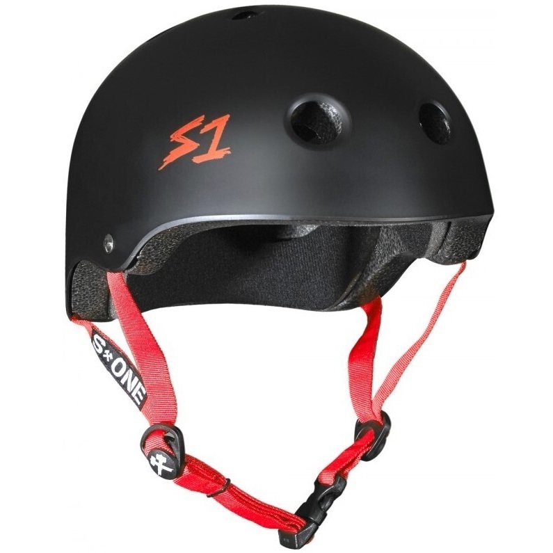 S1 S-One Lifer Certified Red Strap Black Matte Helmet [Size: XS]