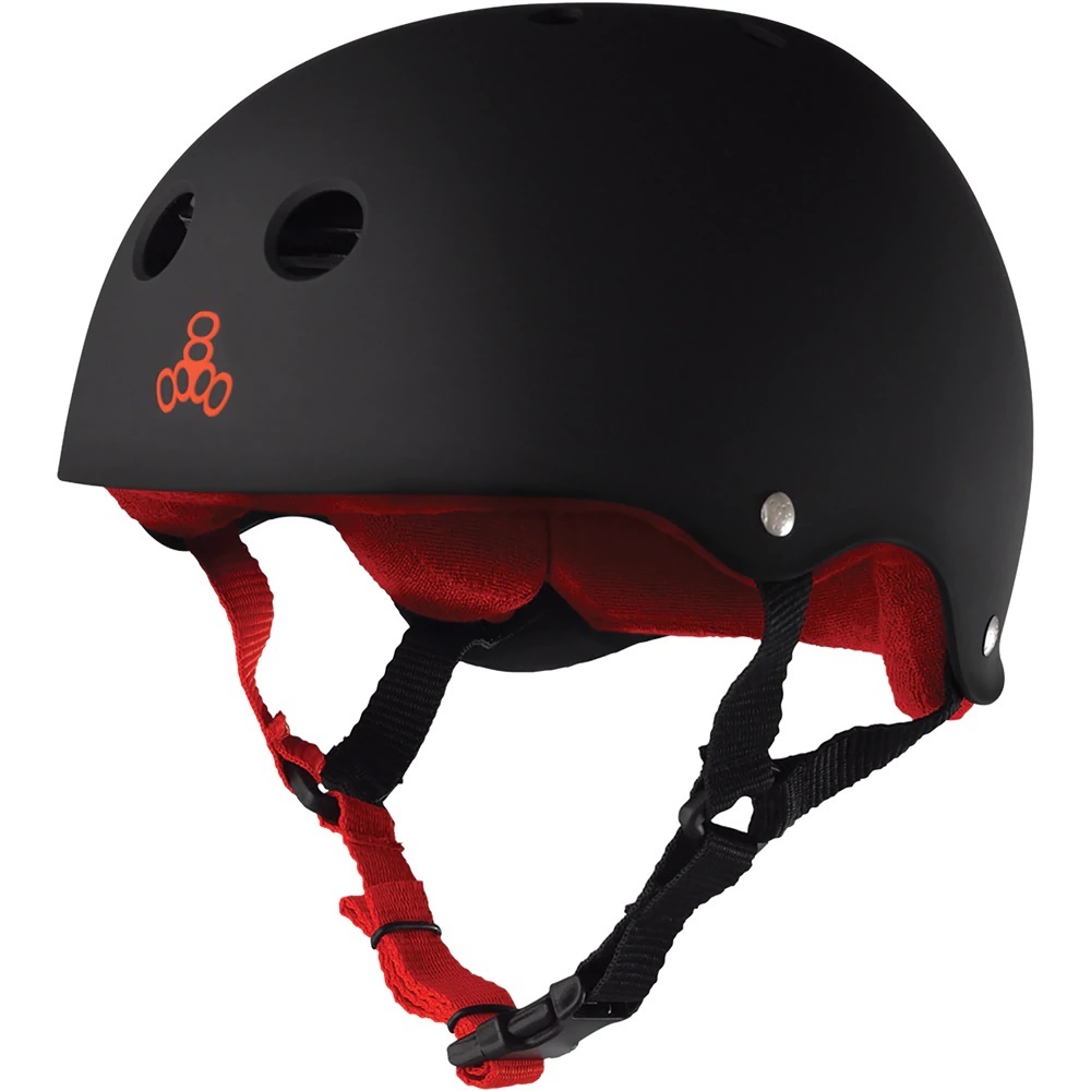 Triple 8 Brainsaver Sweatsaver Black Red Rubber Helmet [Size: S]