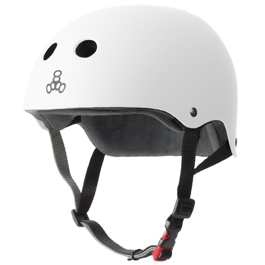 Triple 8 Certified White Rubber Helmet [Size: S-M]