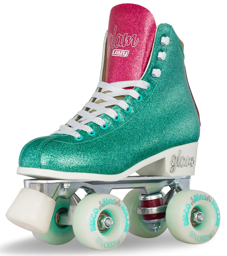 Crazy Skate Disco Glam Roller Skates Teal Pink