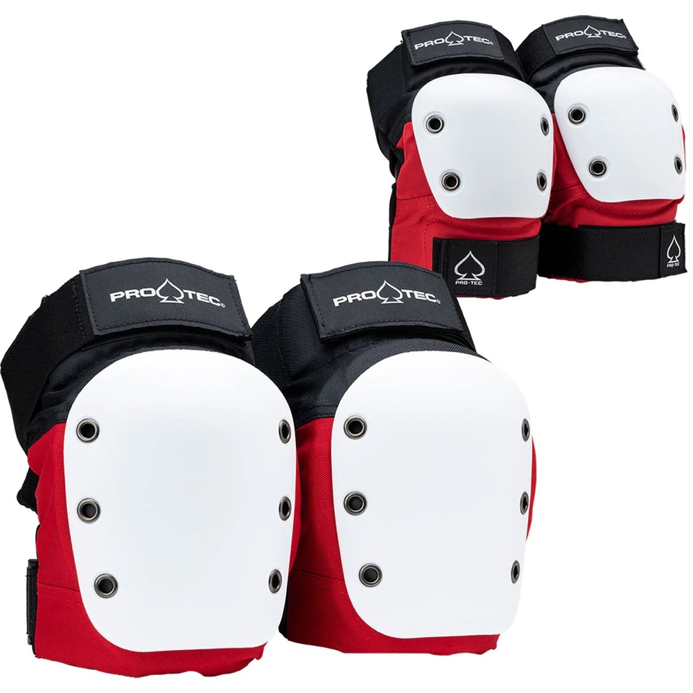 Protec Street Red White Black Protective Knee And Elbow Pad Set [Size: S]