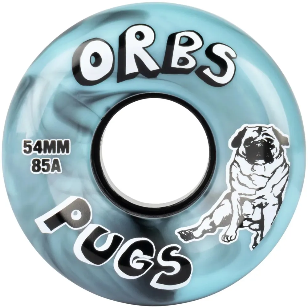 Welcome Orbs Pugs Black Blue Swirl 85A 54mm Skateboard Wheels