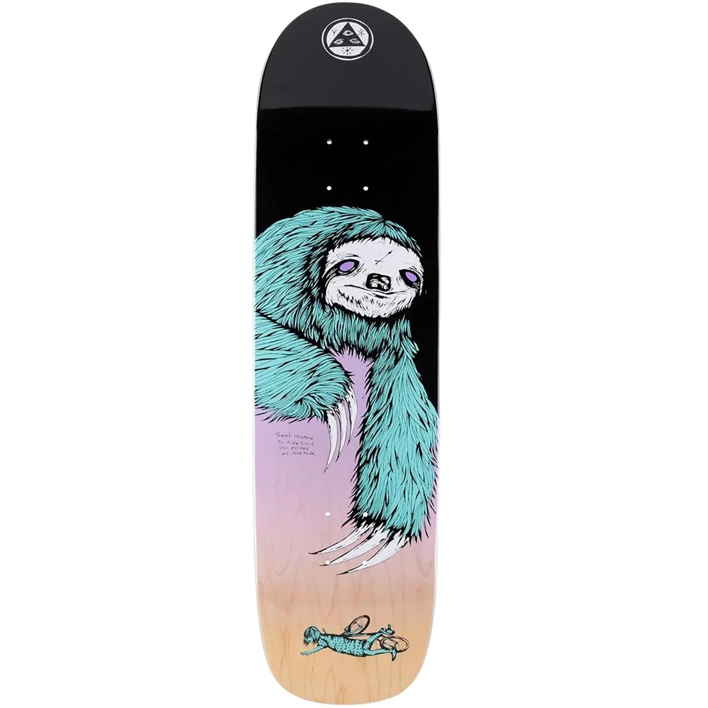 Welcome Sloth On Son Of Planchette Black Lavender 8.38 Skateboard Deck