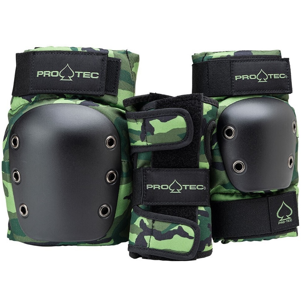 Protec Knee Elbow Wrist Street 3 Pack Camo Youth Protective Pad Set [Size: YS]