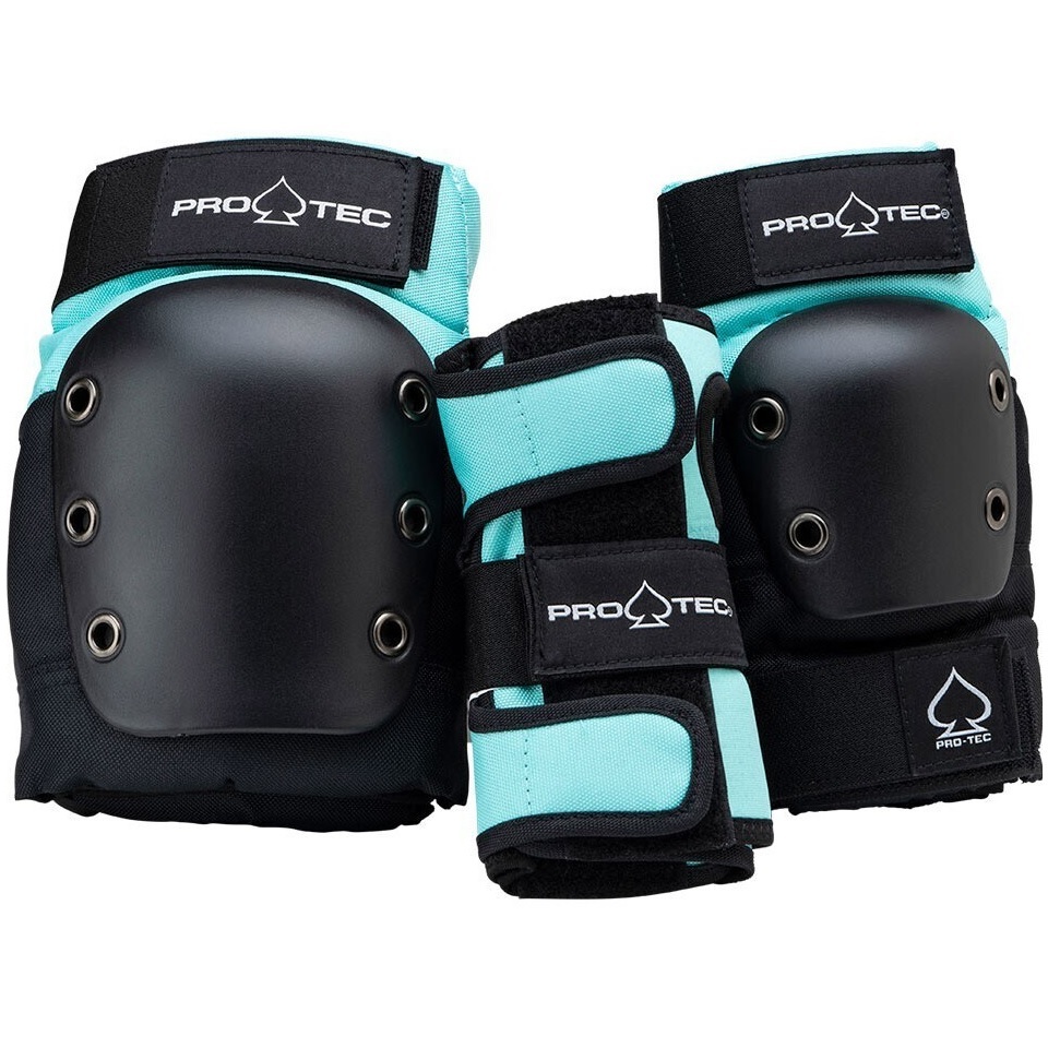 Protec Knee Elbow Wrist Street 3 Pack Sky Brown Youth Protective Pad Set [Size: YS]