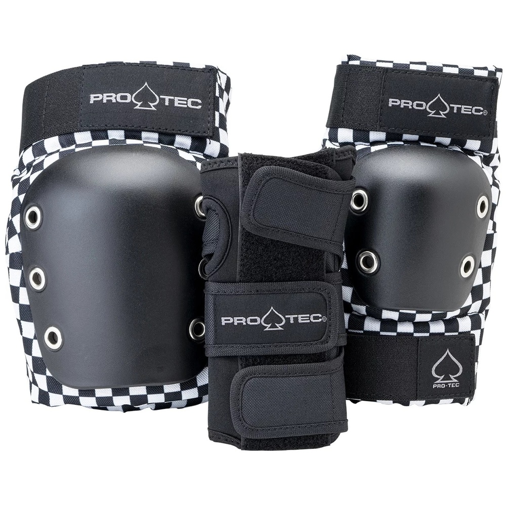 Protec Knee Elbow Wrist Street 3 Pack Checker Youth Protective Pad Set [Size: YS]