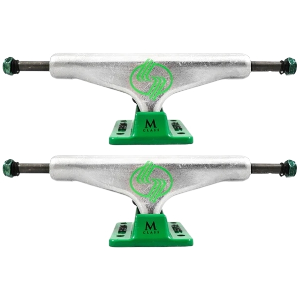 Silver M-Class Hollow Polished Green Set Of 2 Skateboard Trucks
