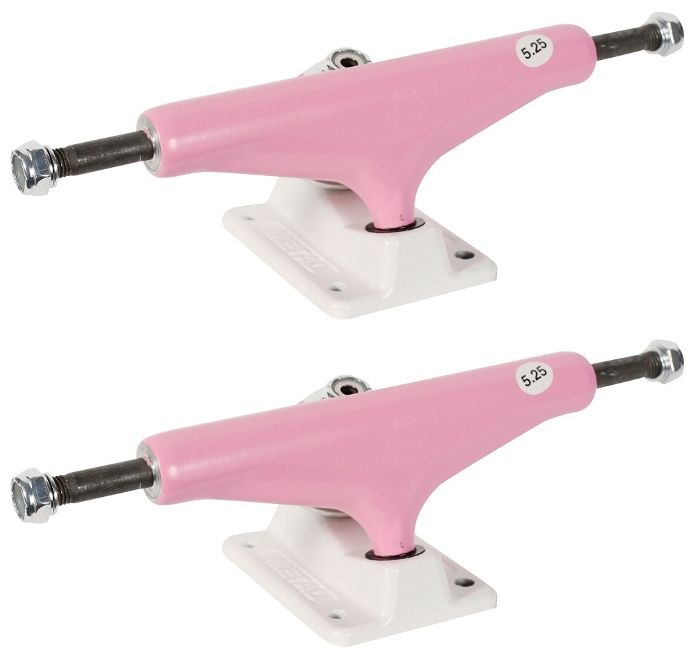 Metal Skateboard Trucks Hollow Kingpin Pink White Set Of 2 [Size: Metal 5.0]