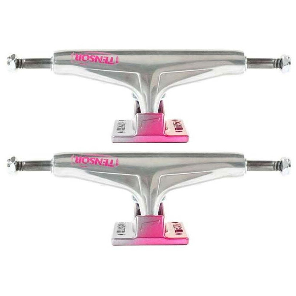 Tensor Aluminum Stencil Mirror Raw Crimson Fade Set Of 2 Skateboard Trucks [Size: Tensor 5.25]
