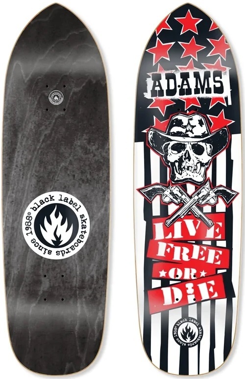 Black Label Skateboard Deck Adams Live Free Punk Rock 9.5