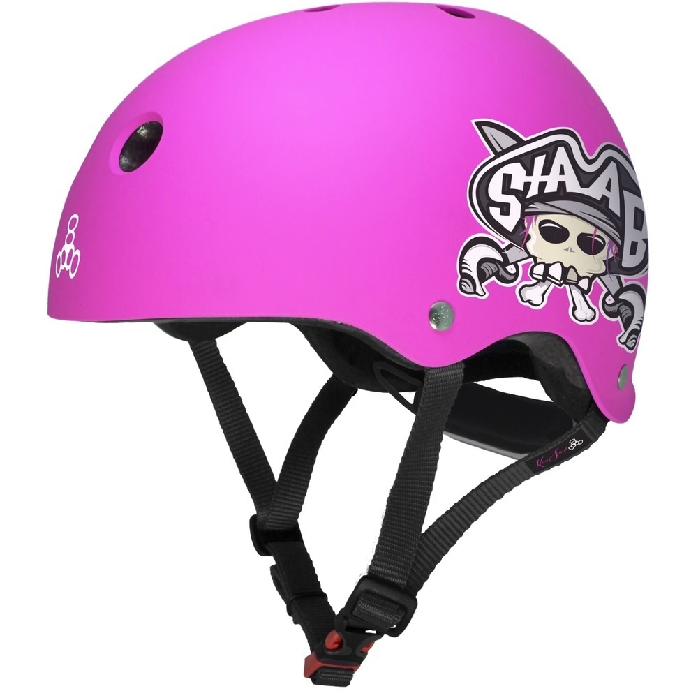 Triple 8 Lil 8 Certified Staab Neon Pink Rubber Youth Helmet [Size: Y]