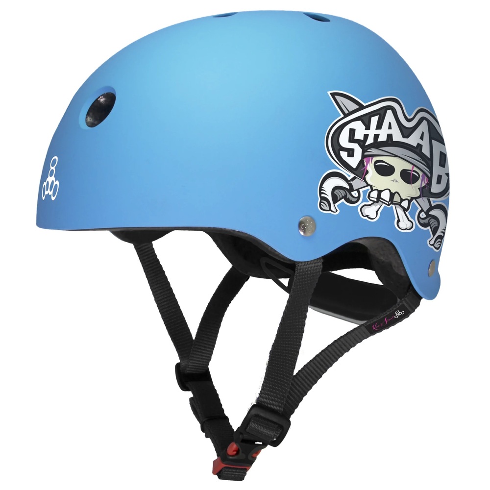 Triple 8 Lil 8 Certified Staab Neon Blue Rubber Youth Helmet [Size: Y]