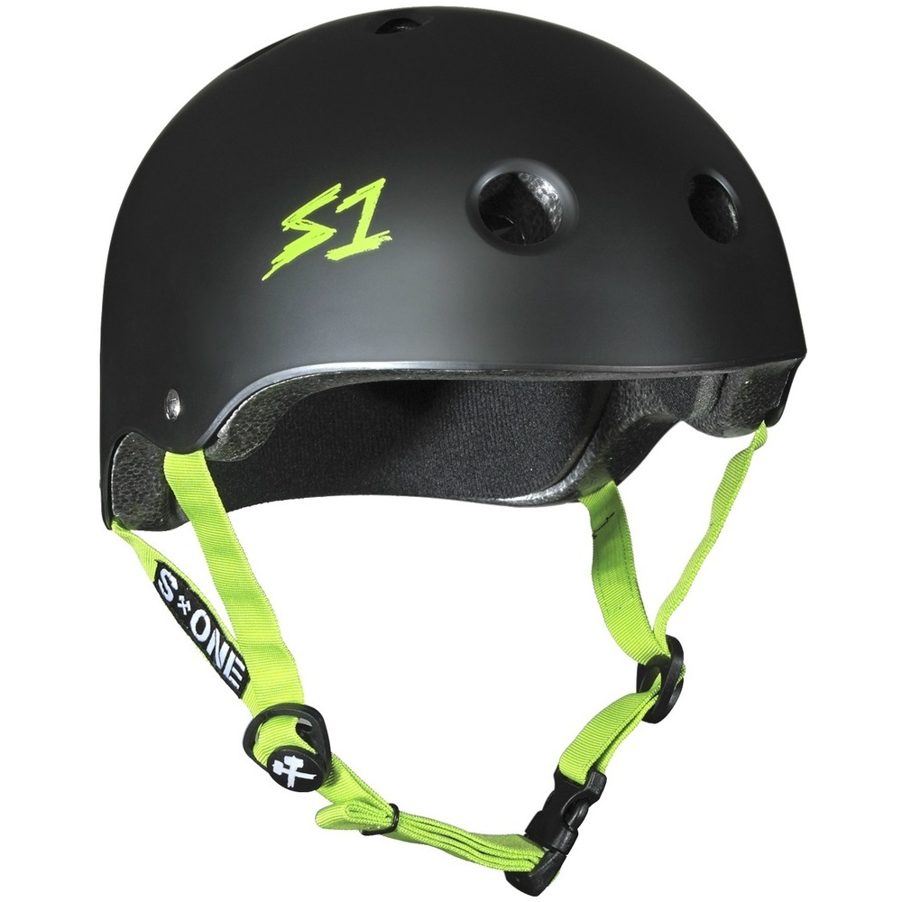 S1 S-One Lifer Certified Green Strap Black Matte Helmet [Size: M]