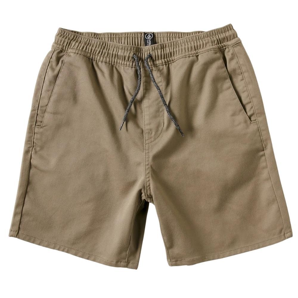 Volcom Frickin Elastic Khaki Youth 15" Shorts [Size: 8]