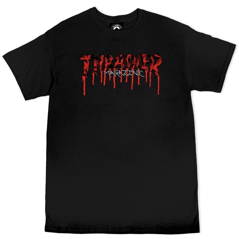 Thrasher Blood Drips Black T-Shirt [Size: S]