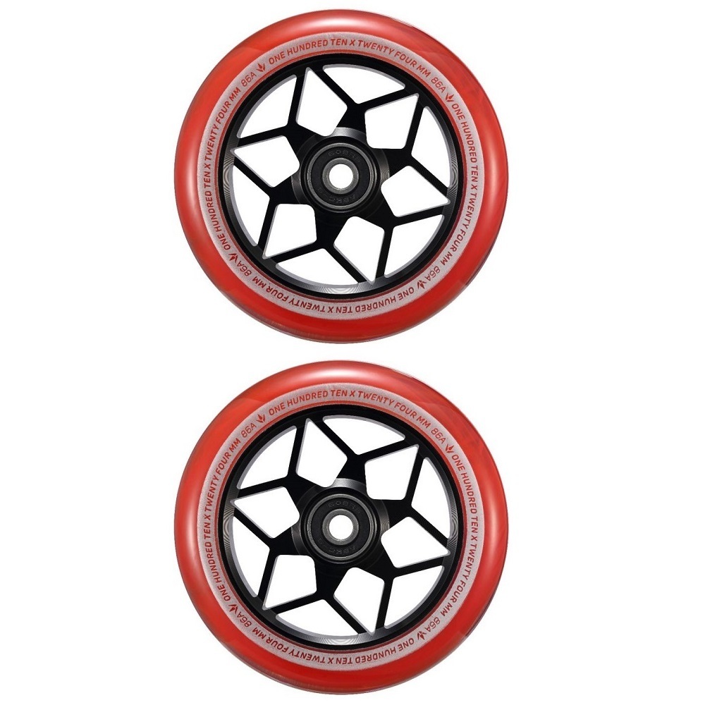 Envy Diamond Smoke Red 110mm Set Of 2 Scooter Wheels