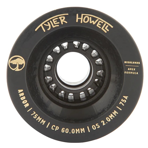 Arbor Highlands Tyler Howell Sig 75mm Black Longboard Skateboard Wheels