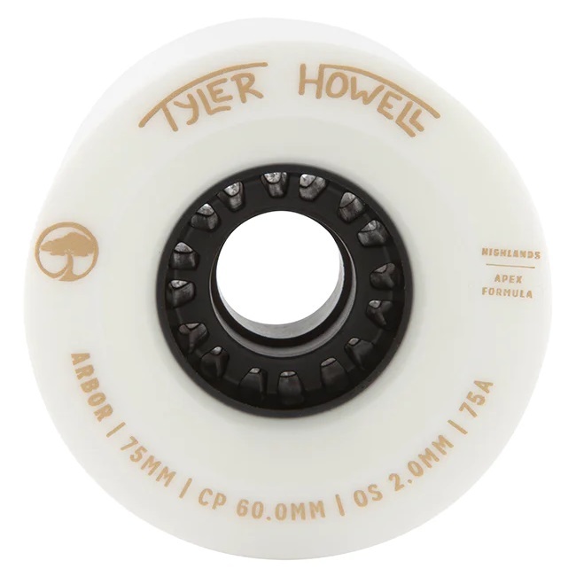Arbor Highlands Tyler Howell Sig 75mm White Longboard Skateboard Wheels