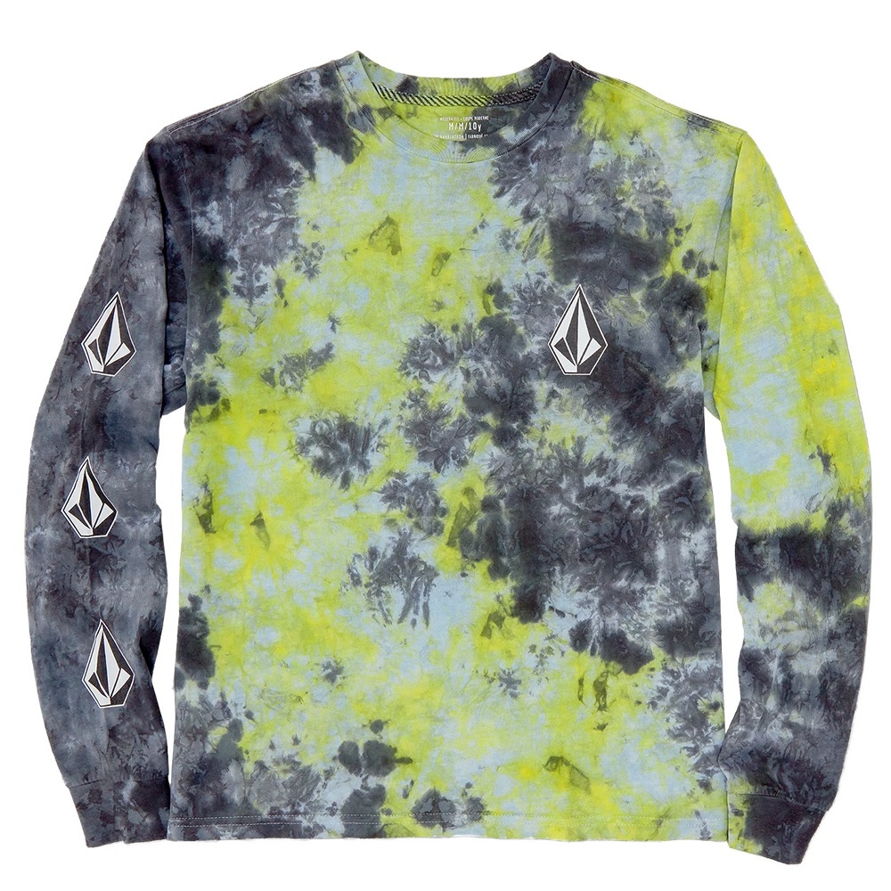 Volcom Iconic Dye Lime Tie Dye Youth Long Sleeve Shirt [Size: 10]
