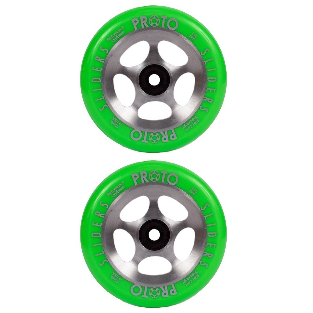 Proto Starbright Sliders Neon Green Raw 110mm Scooter Wheels