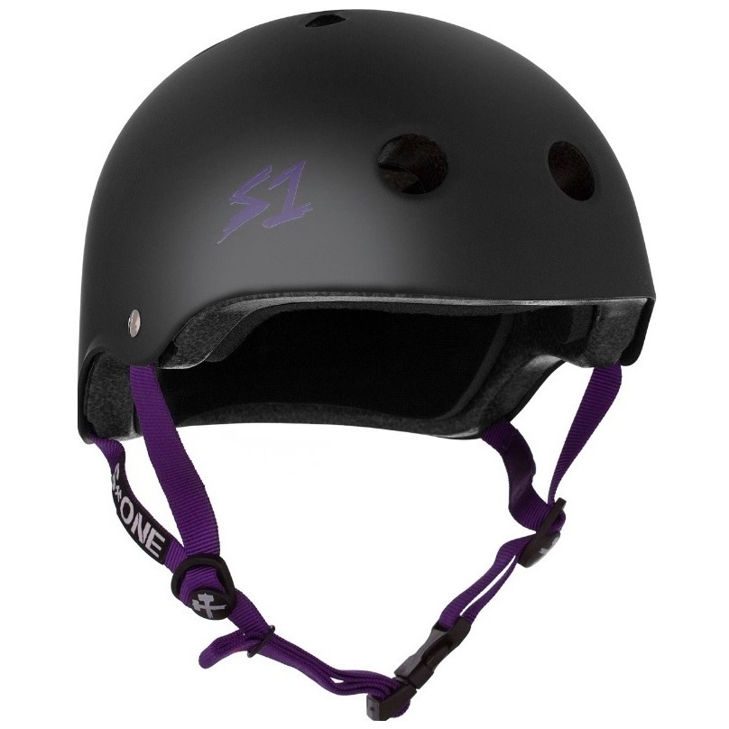 S1 S-One Lifer Certified Purple Strap Black Matte Helmet [Size: XS]