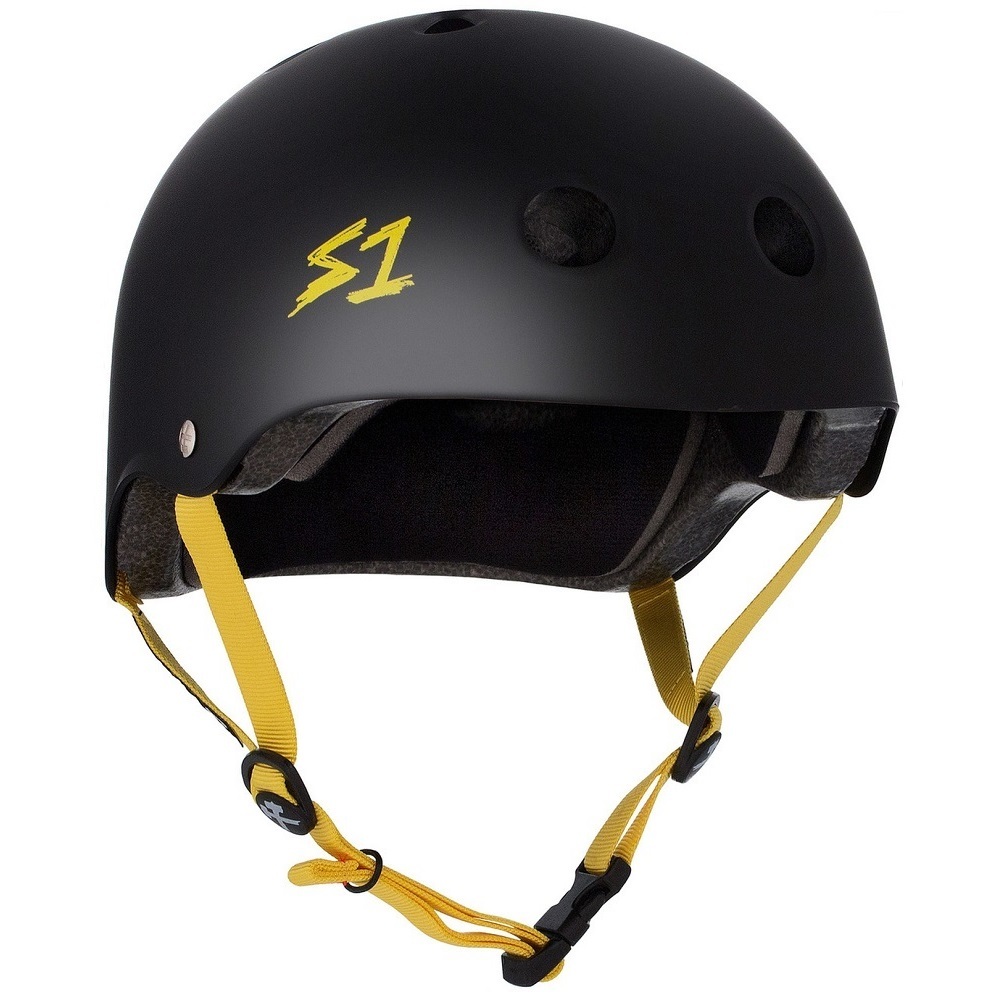 S1 S-One Lifer Certified Yellow Strap Black Matte Helmet [Size: XS]