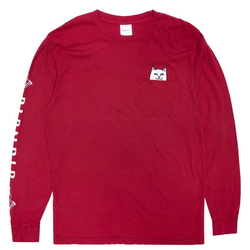 RipNDip Lord Nermal Pocket Burgundy Long Sleeve Shirt [Size: S]