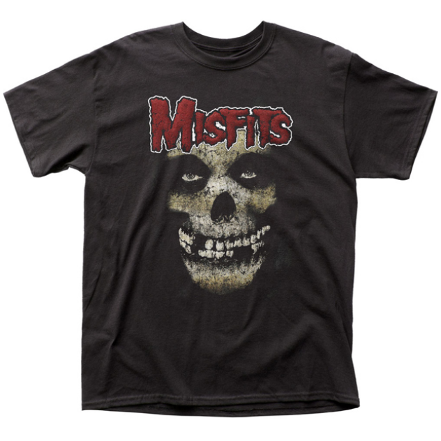 Band Shirts Misfits Weathered Skull Black T-Shirt [Size: S]