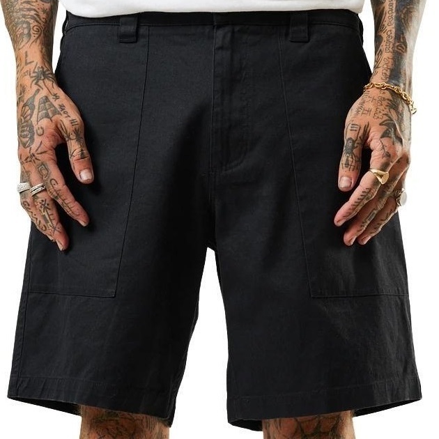 Afends Chess Club Hemp Relaxed Fit Black Shorts [Size: S]