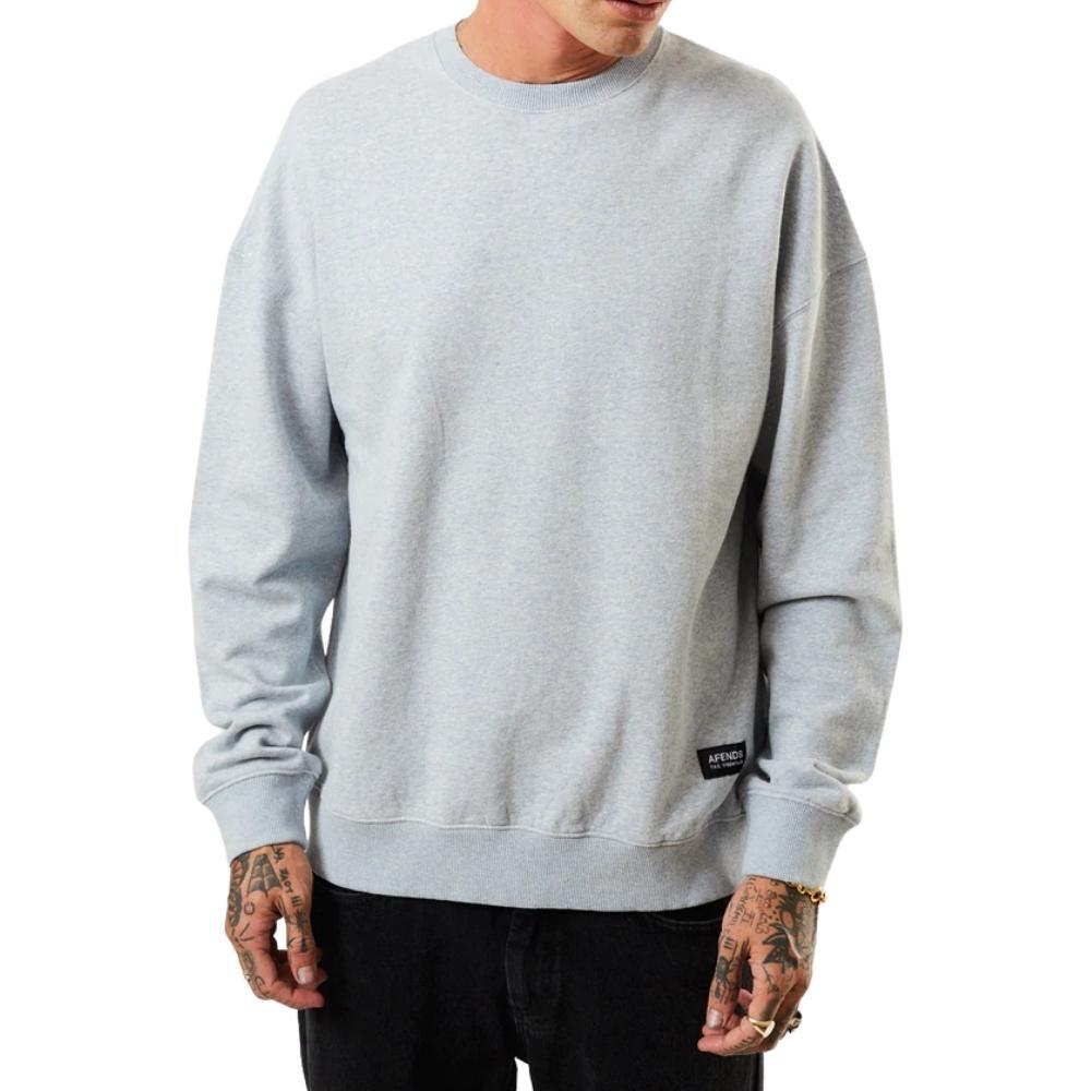 Afends Sativa Hemp Oversized Shadow Grey Marle Crew Jumper [Size: XL]