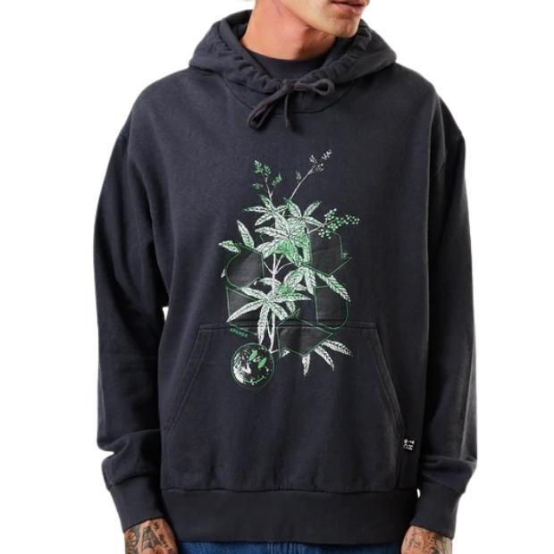 Afends Build It Hemp Graphic Charcoal Hoodie [Size: L]