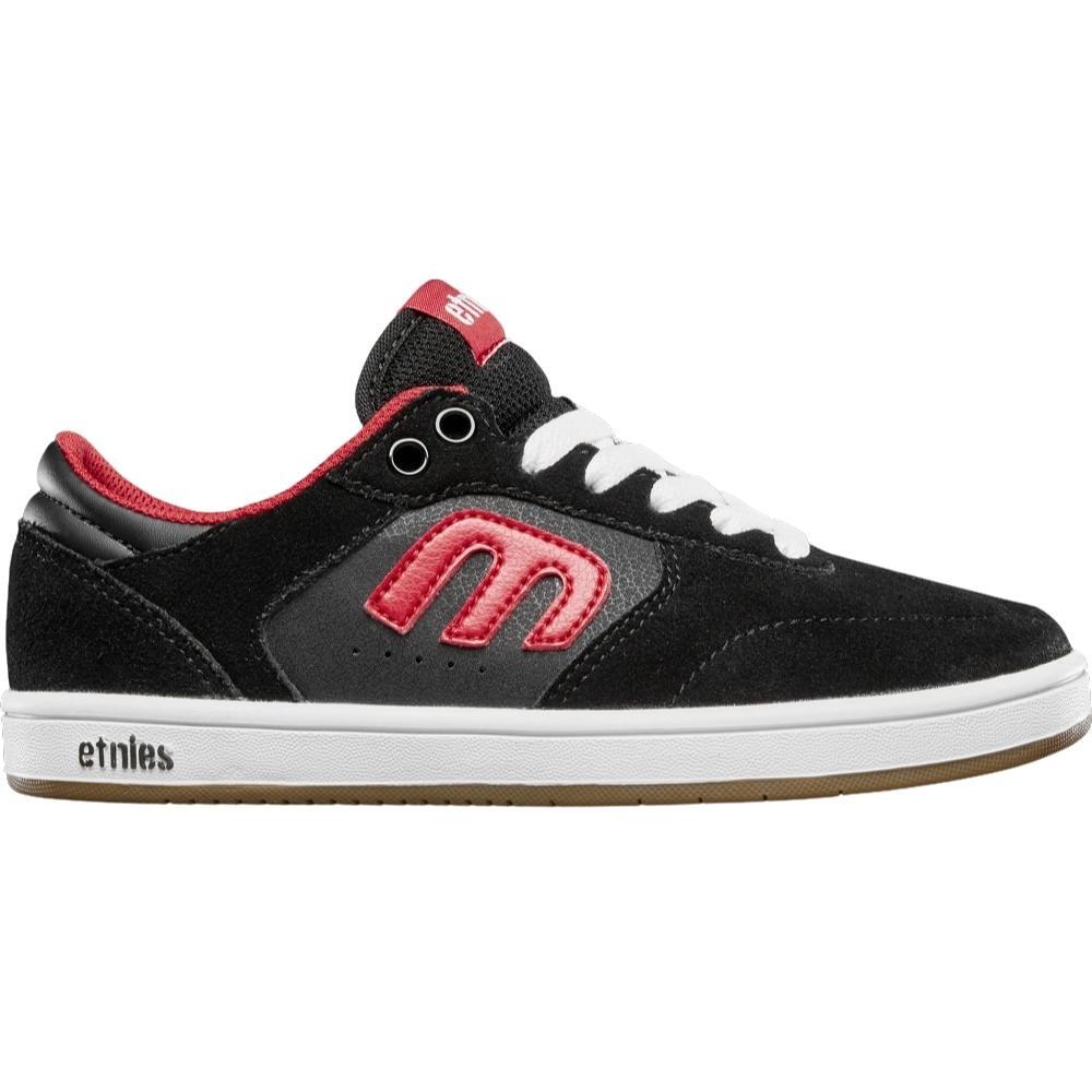 Etnies Windrow Black Red White Kids Skate Shoes [Size: US 3]