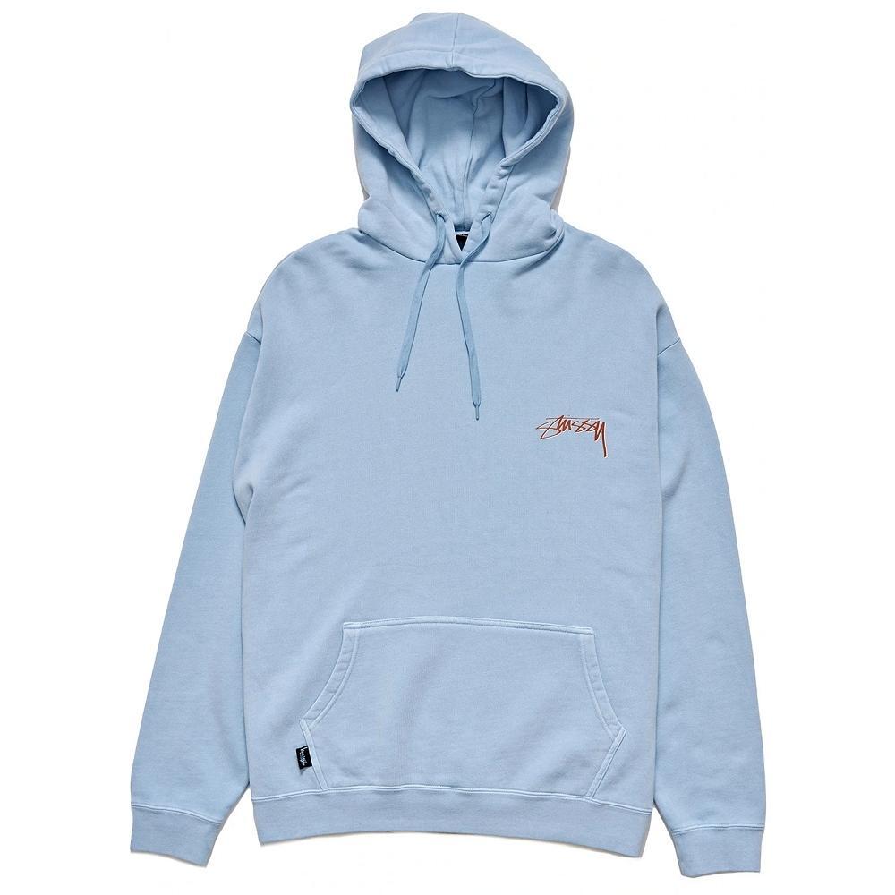 Stussy Shadow Script Pigment Washed Blue Hoodie [Size: L]