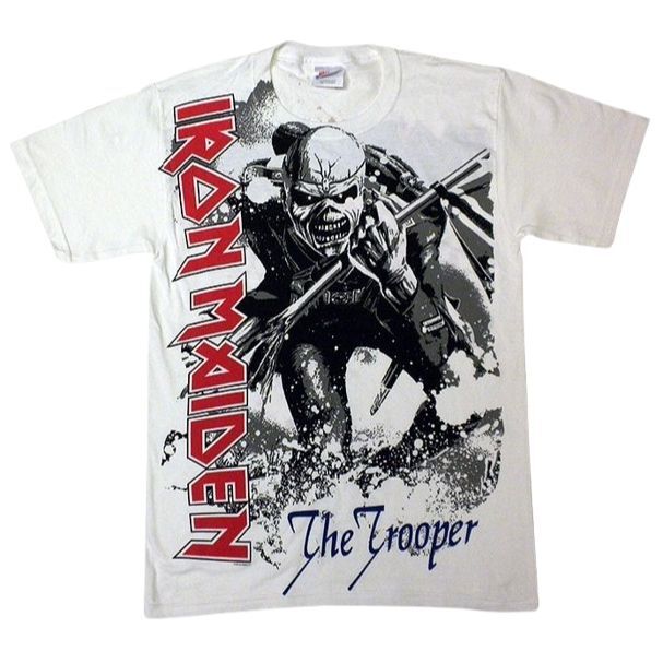 Band Shirts Iron Maiden Trooper White T-Shirt [Size: M]