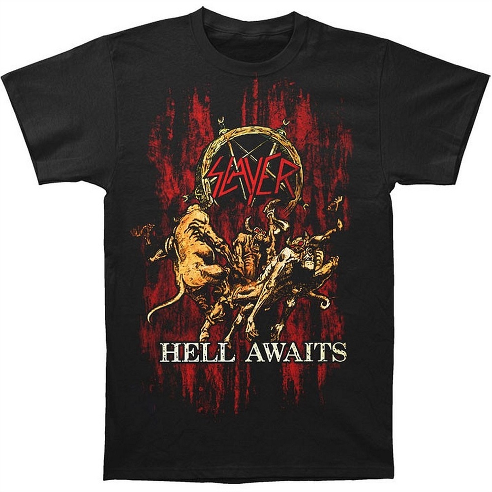 Band Shirts Slayer Hell Awaits Blood Black T-Shirt [Size: M]