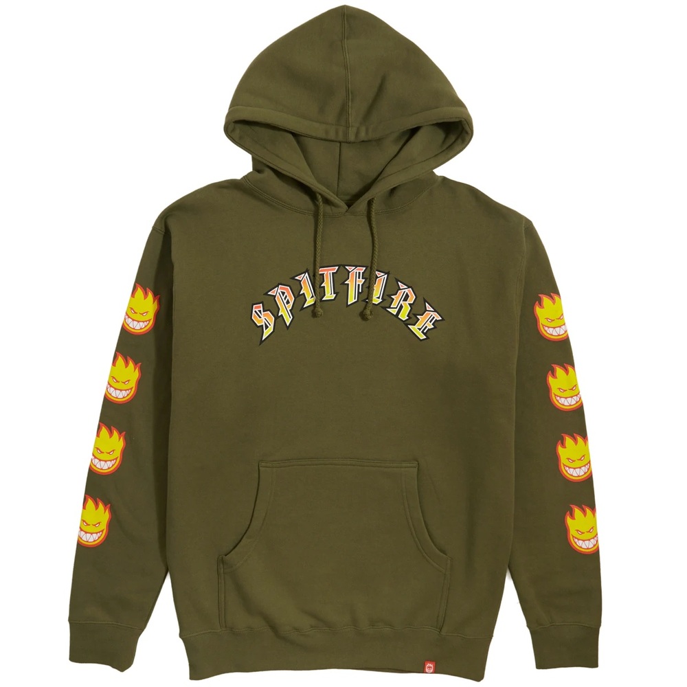 Spitfire Old E Bighead Fill Sleeve Army Hoodie [Size: M]