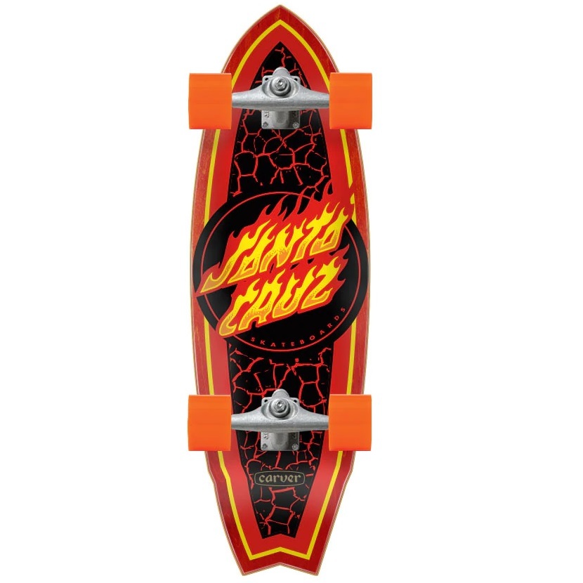Santa Cruz X Carver Flame Dot Shark Red 31 Surf Skate Skateboard