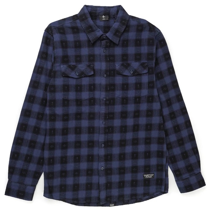 Thrills Liste Navy Long Sleeve Flannel [Size: L]