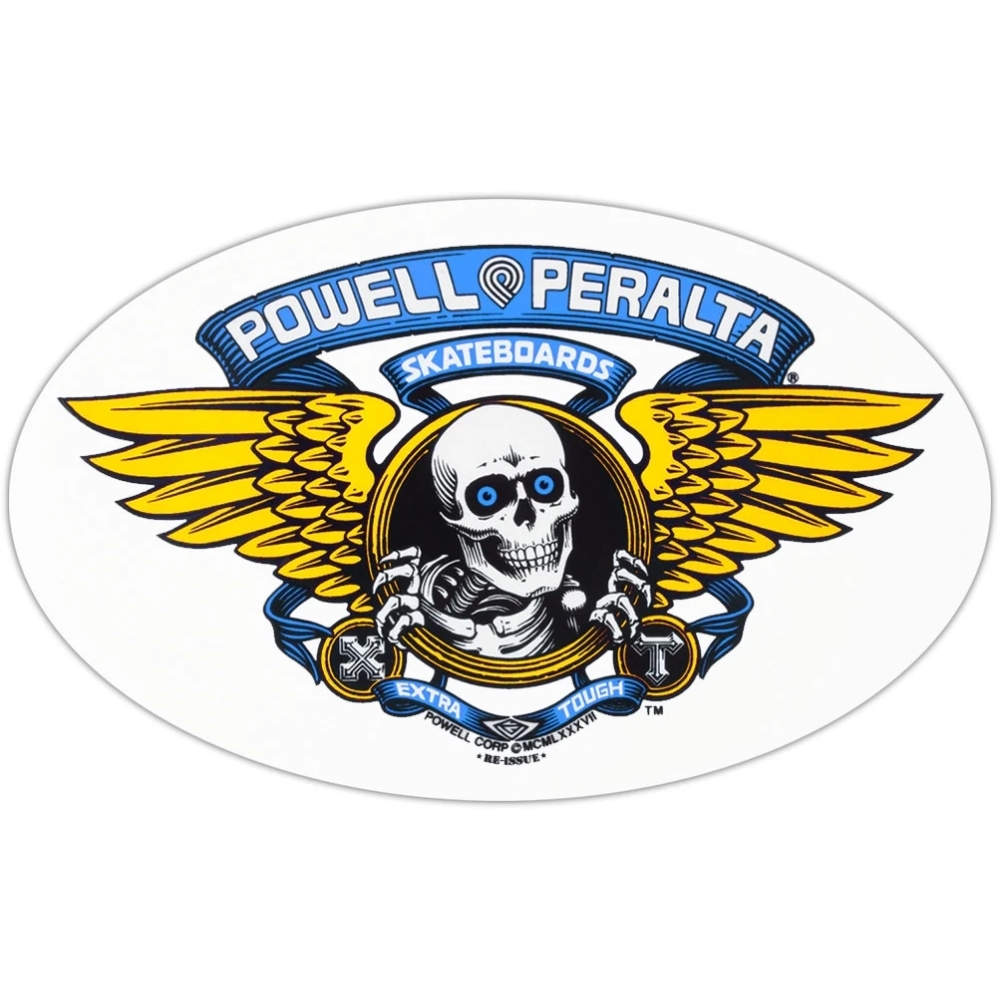 Powell Peralta Winged Ripper Skateboard Sticker [Colour: White Blue]