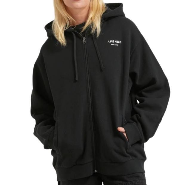 Afends Solitude Zip Up Black Hoodie [Size: L]