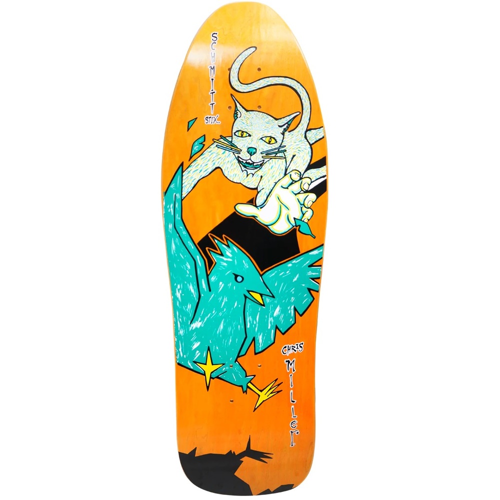 Schmitt Stix Chris Miller Cat Bird Reissue Orange Skateboard Deck