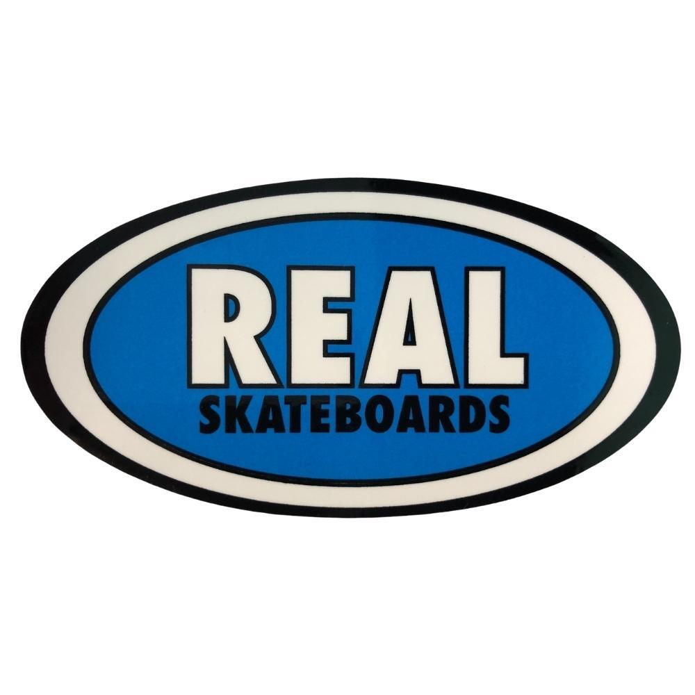 Real Staple Ovals Small Blue Skateboard Sticker