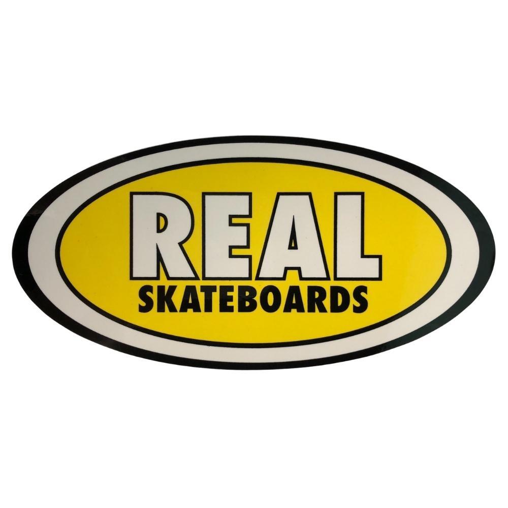 Real Staple Ovals Small Yellow Skateboard Sticker