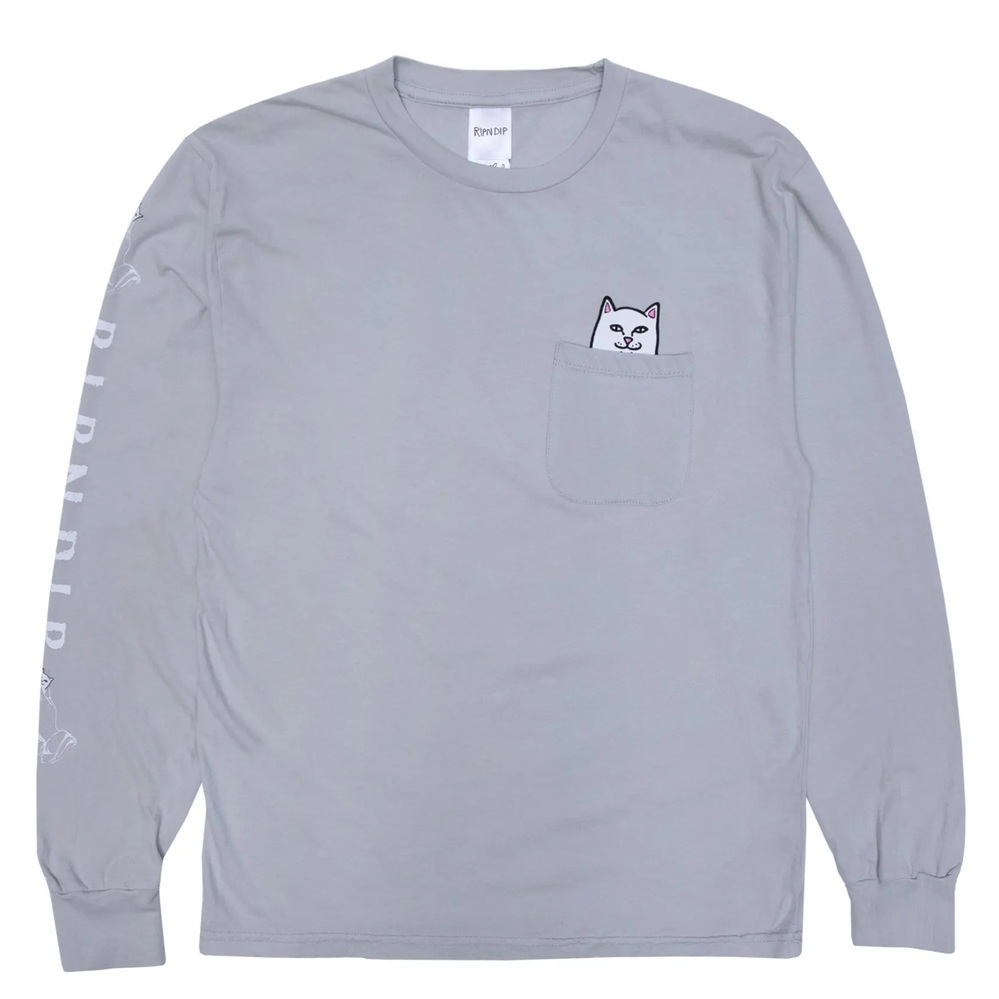 RipNDip Lord Nermal Pocket Grey Long Sleeve Shirt [Size: S]