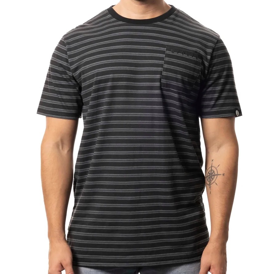 Evolve Blaze Stripe Crew Black T-Shirt [Size: M]