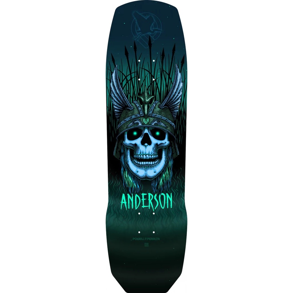 Powell Peralta Anderson Heron Skull Black Teal 9.13 Skateboard Deck